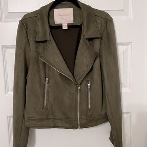 Suede Olive Green Moto Jacket